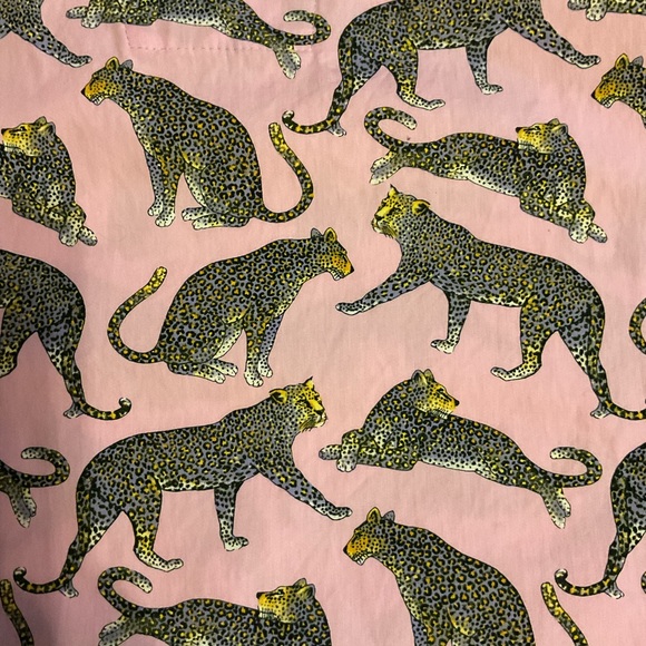 J. Crew Ratti Cheetah Print Safari Blouse Pink Open V Neck 100% Cotton Women’s L - Picture 10 of 14